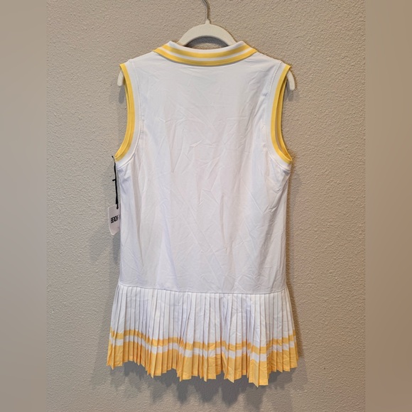 NWT Beach Riot Bria Dress White Yellow striped pleated skirt tennis revolve golf - Picture 8 of 10